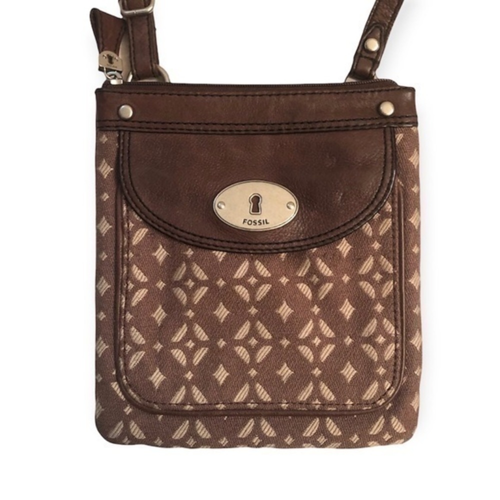 Fossil brown keypad crossbody bag